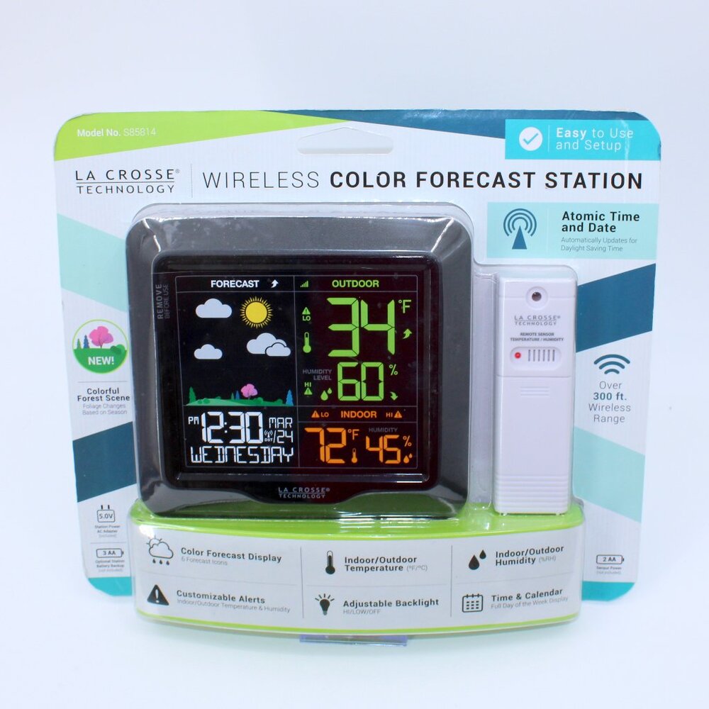 La Crosse Technology Wireless Color Forecast Station With Atomic Time Date